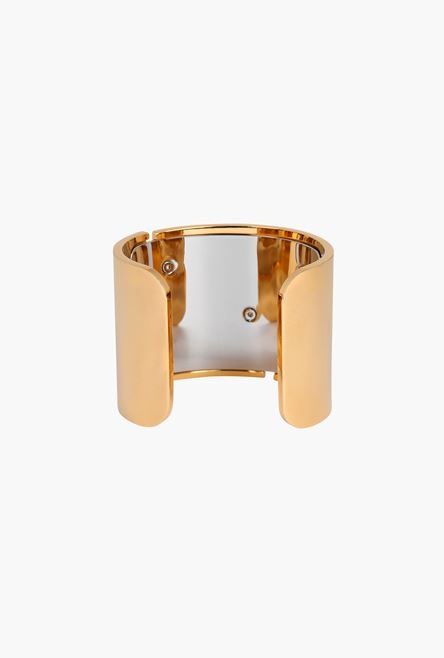 Brass cuff with monogrammed gold and silver finish - 3