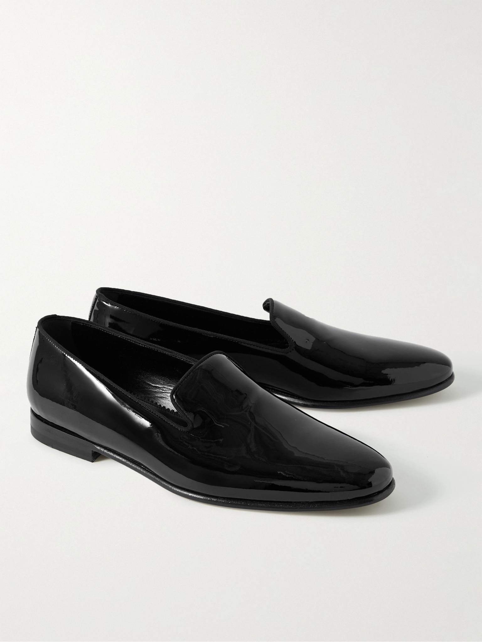 Mario Grosgrain-Trimmed Patent-Leather Loafers Black - 3