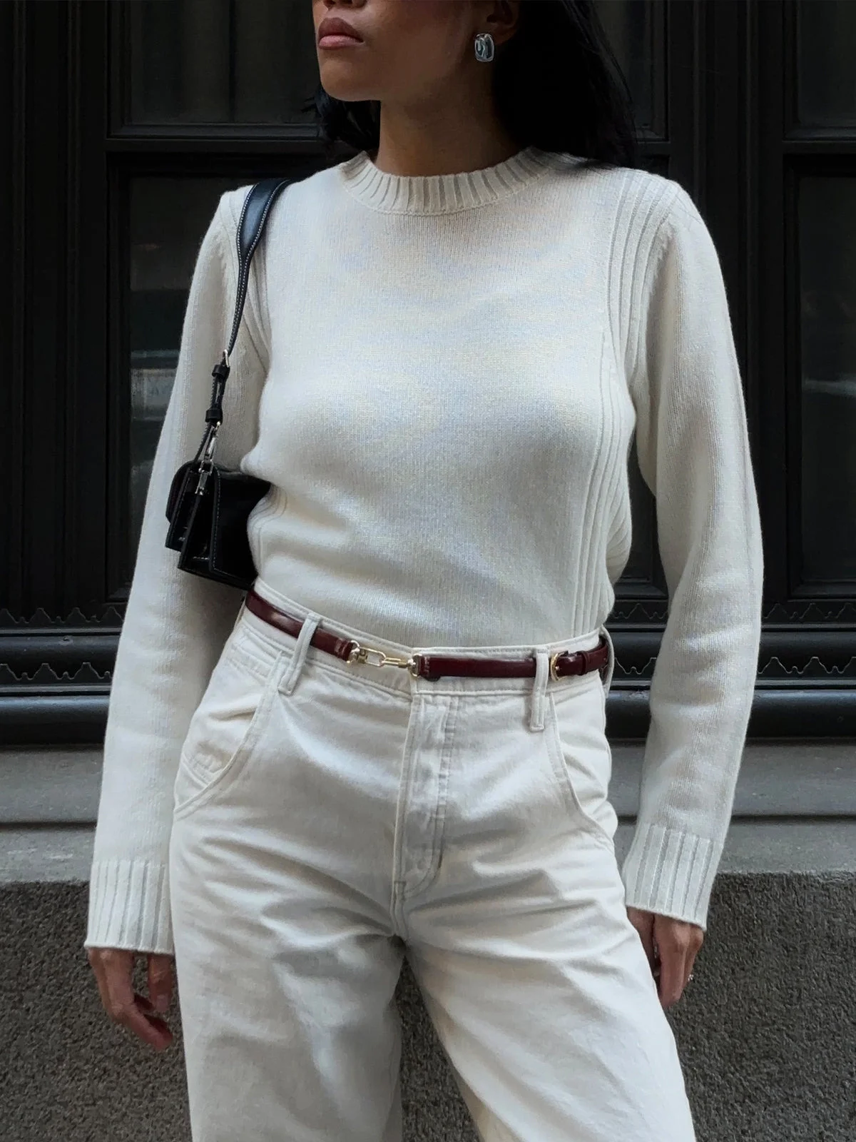 Ellie: 100% Cashmere Crewneck Sweater - 1