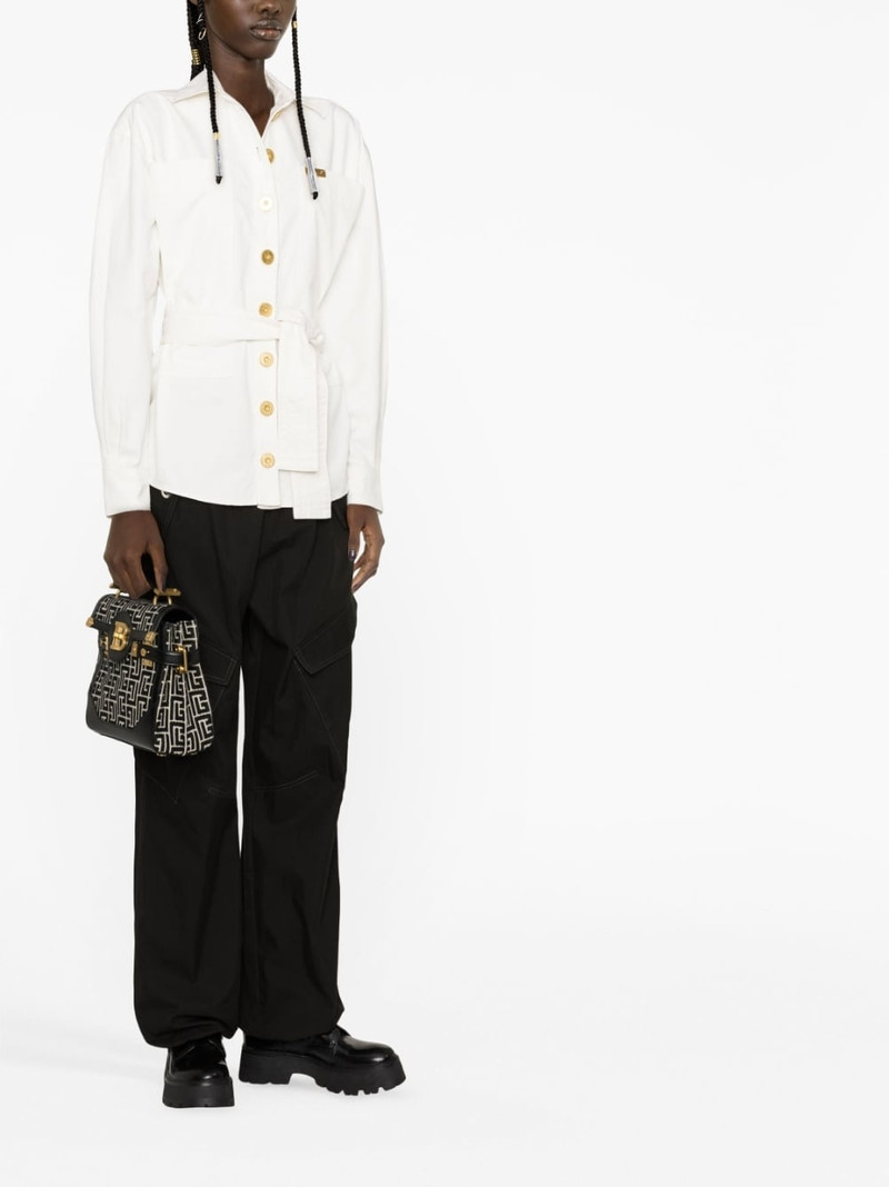 Balmain logo-plaque denim shirt jacket outlook