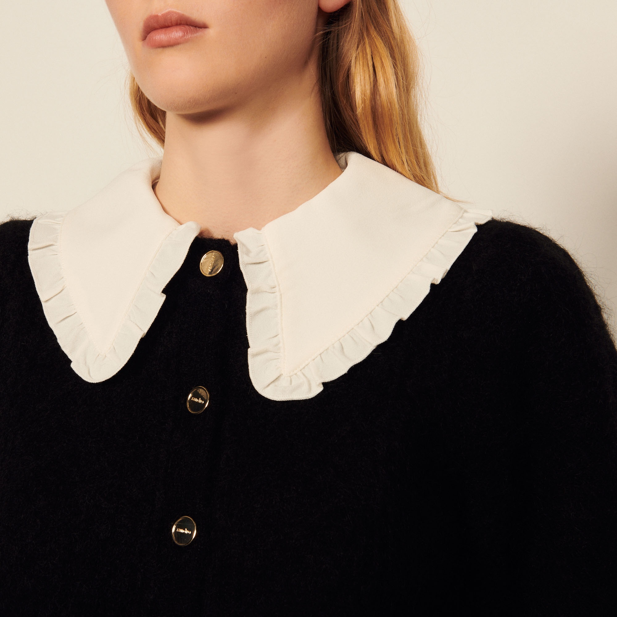 Cardigan with detachable collar - 5