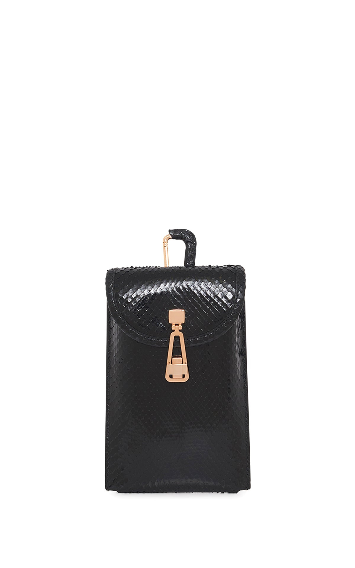 Small Leonora Flap Bag in Black Snakeskin with Sunglasses Pouch - 7