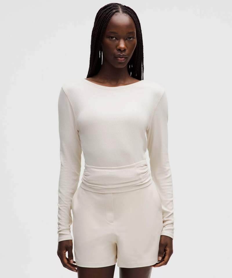 Front-to-Back Wrap-Waist Long-Sleeve Shirt 6