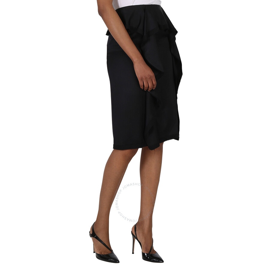 Burberry Ladies Black Martia Ruffle Trim Silk Skirt - 4