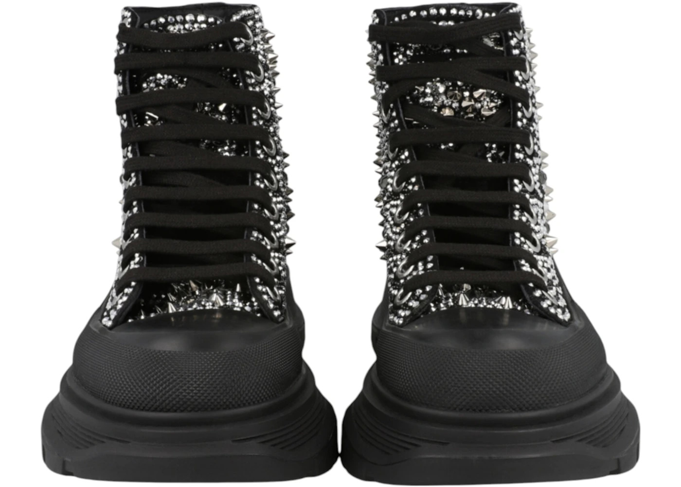 Alexander McQueen Tread Slick Boot Black Silver Crystal (Women's) - 5