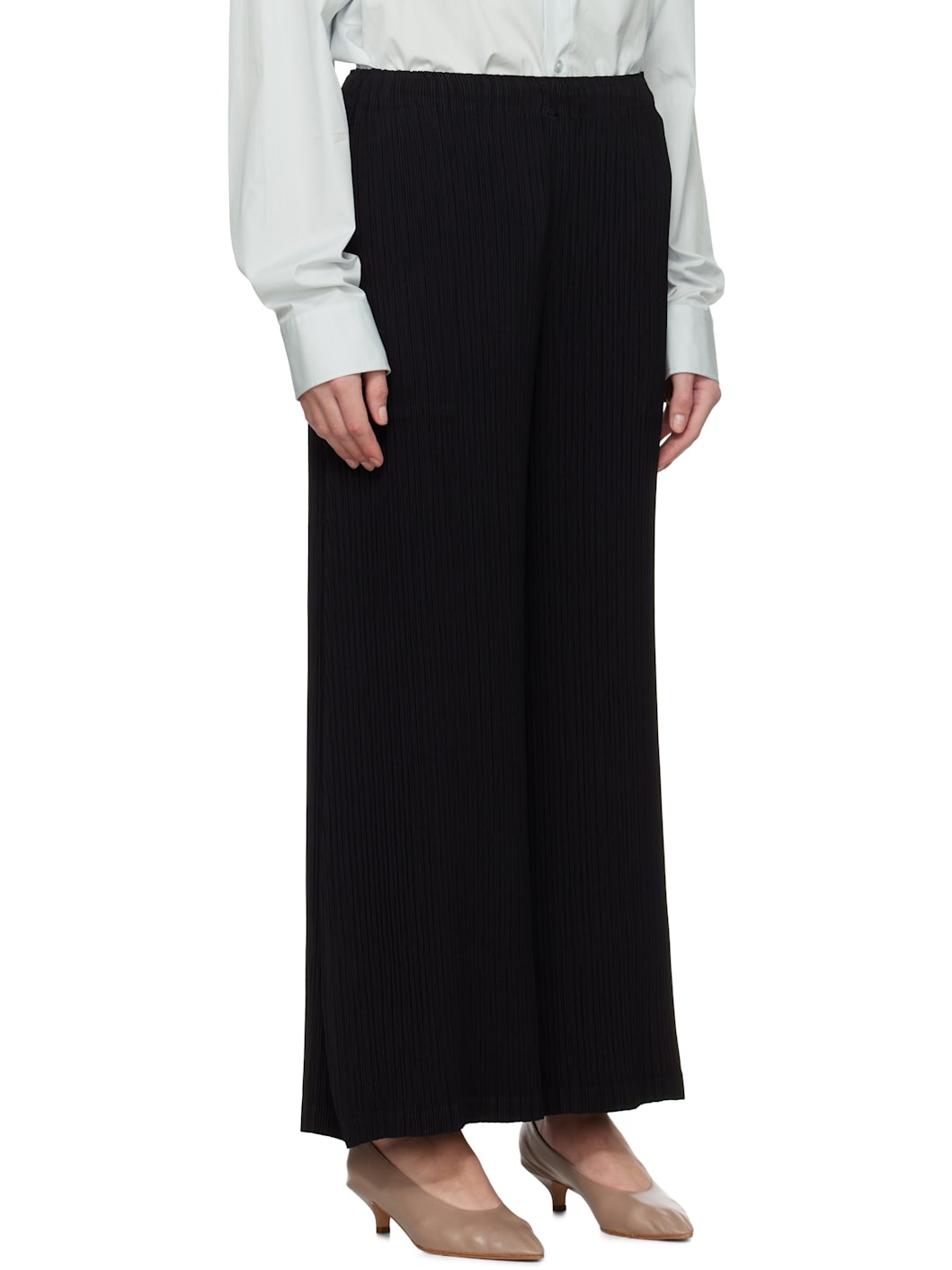 Black Hatching Bottoms Trousers - 2