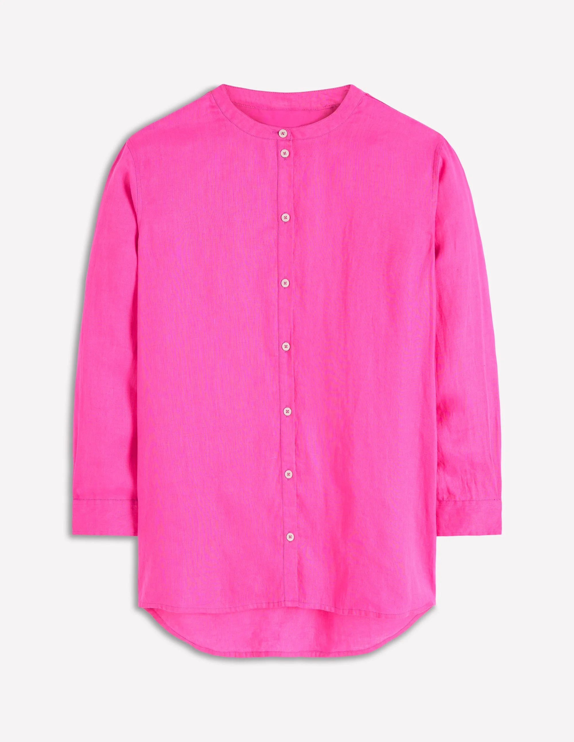 Longline Linen Shirt-Pop Pansy - 1