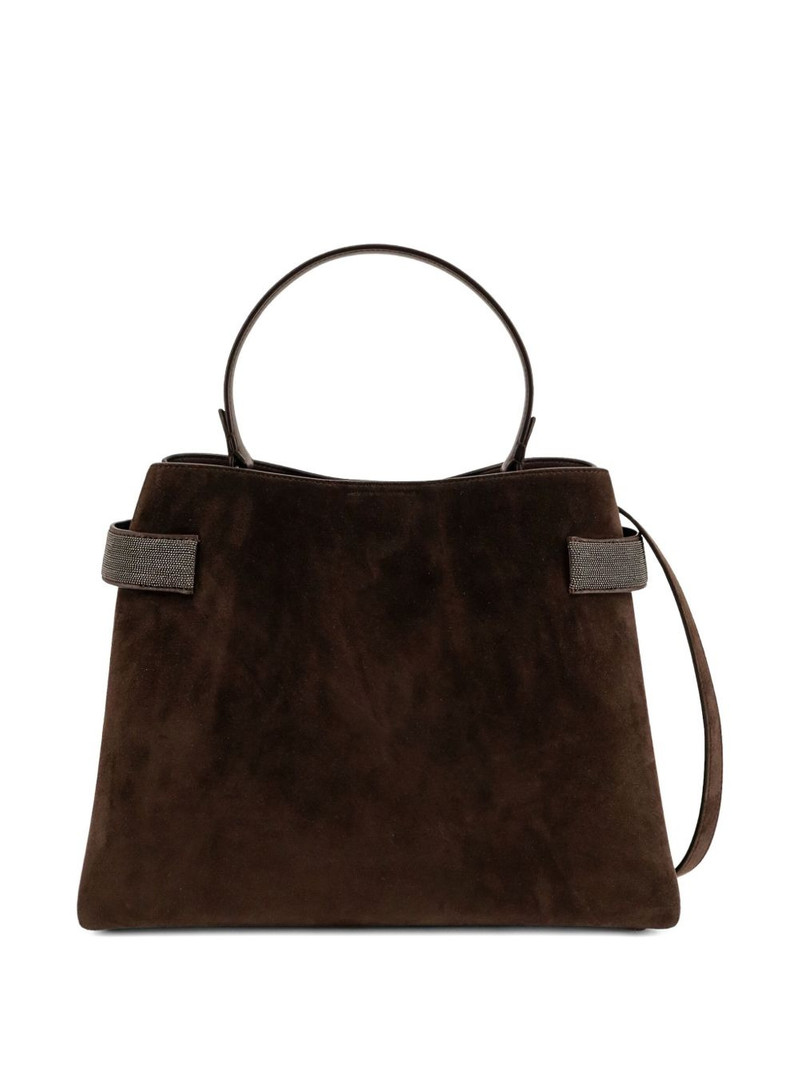 Brunello Cucinelli Essence suede beaded shoulder bag outlook