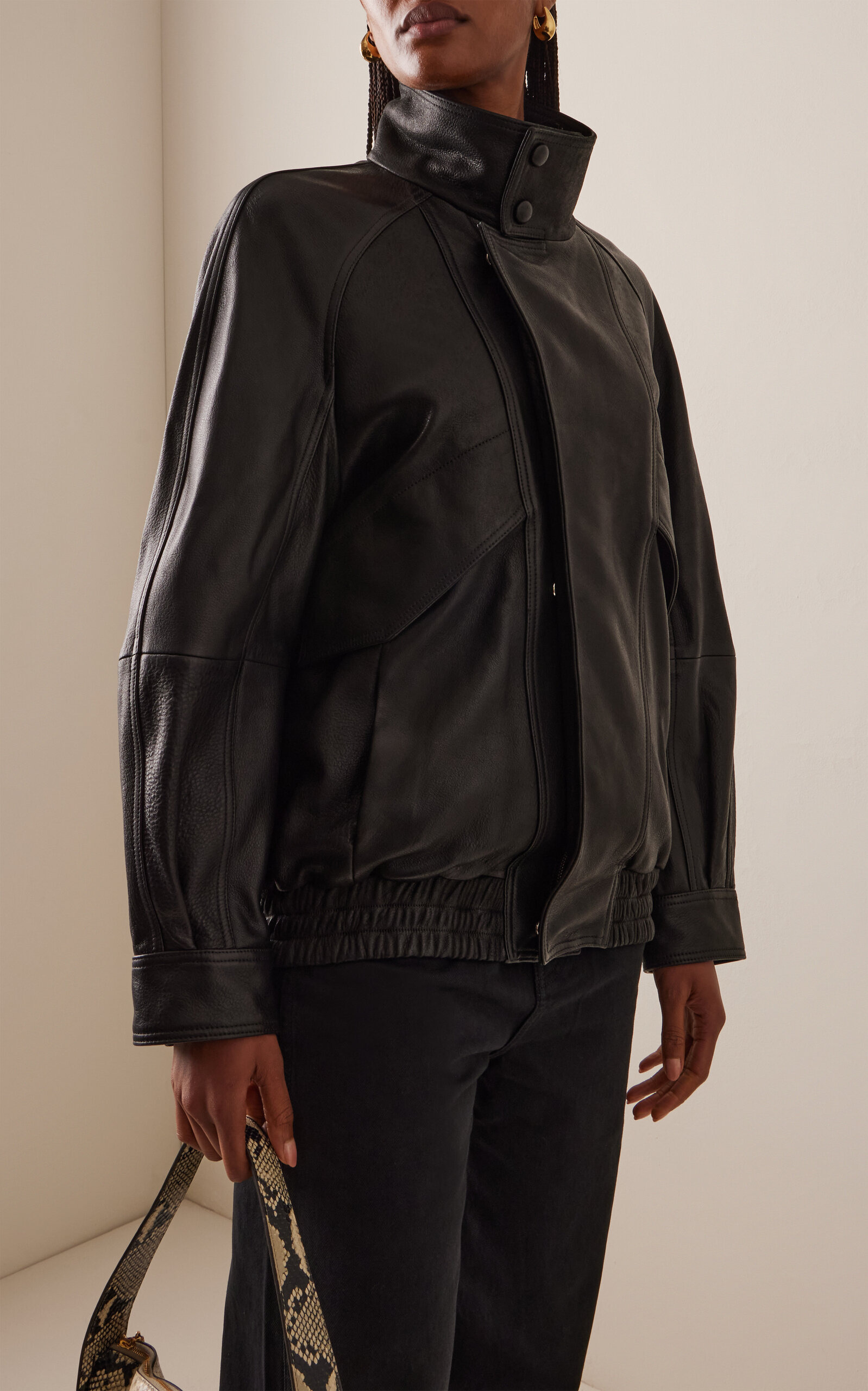 Ariste Leather Bomber Jacket black - 3