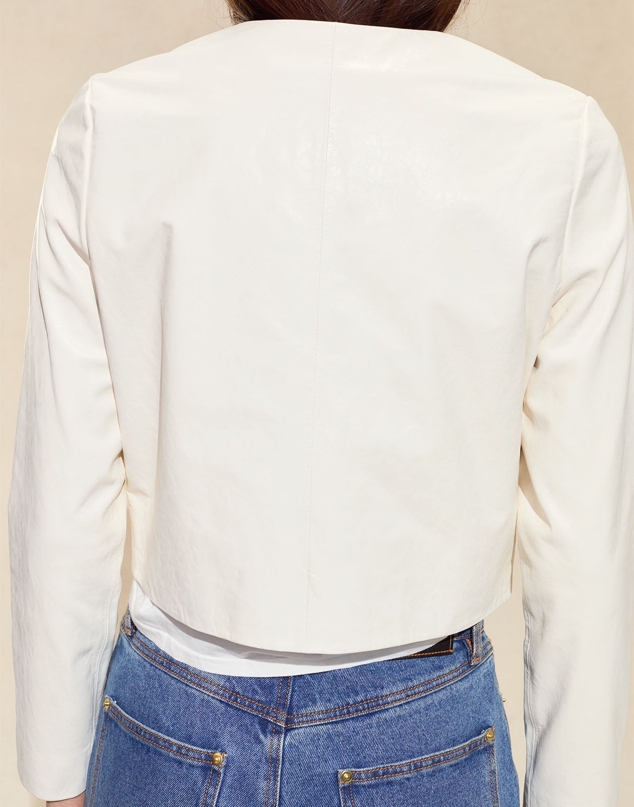 Downtown Cropped Leather Jacket - 5