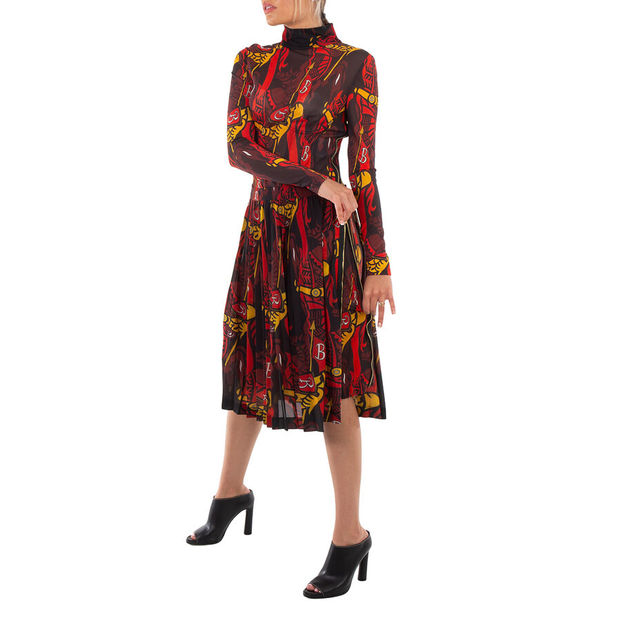 Burberry Ladies Black IP Pattern Printed Long-Sleeve Dress - 6