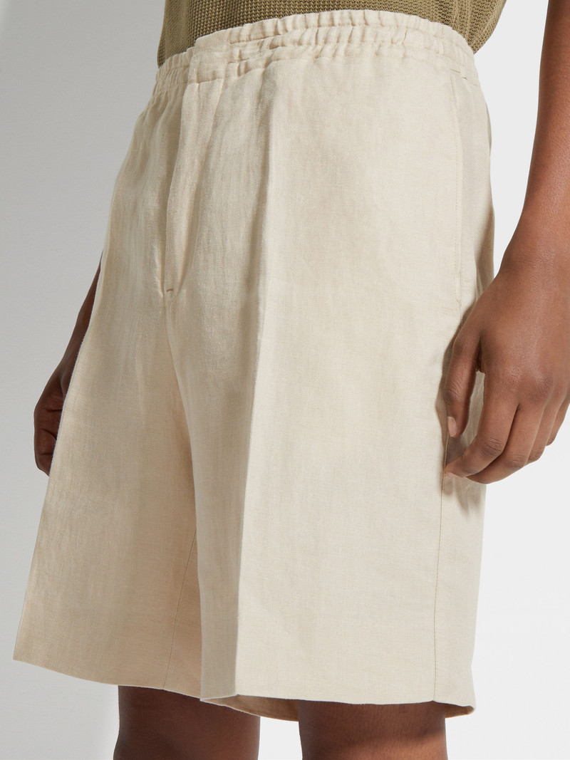 ZEGNA LIGHT BEIGE OASI LINO SHORT PANTS outlook