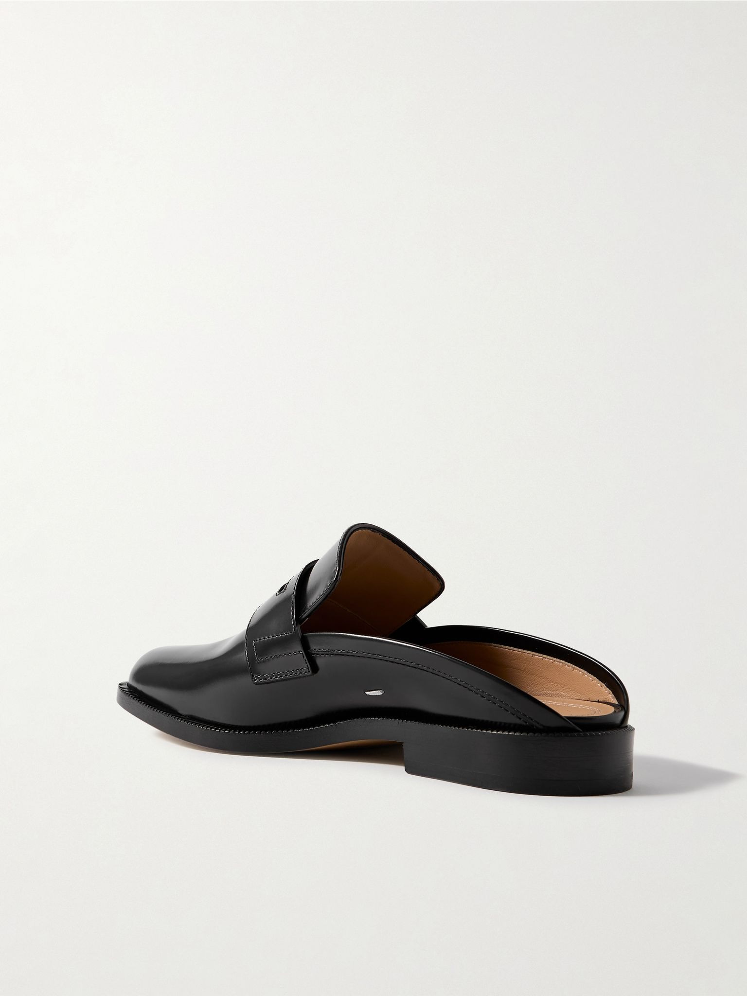 Tabi split-toe glossed-leather slippers Black - 3