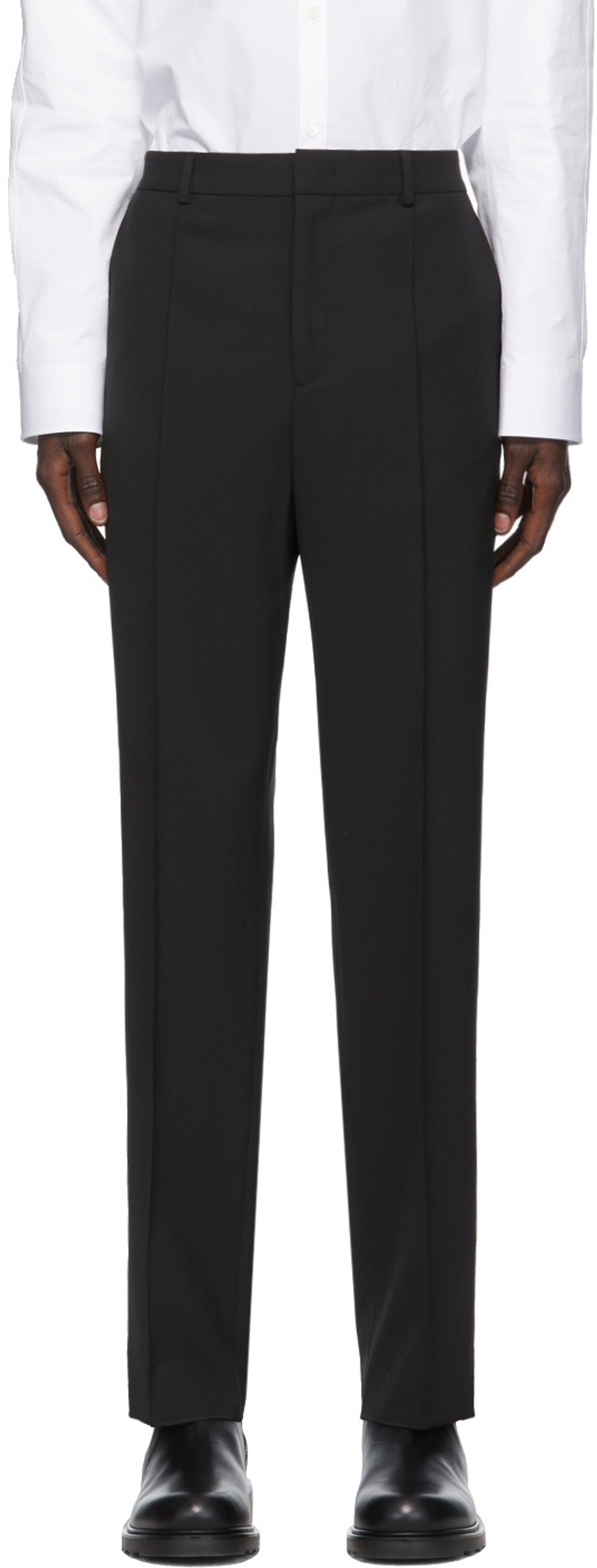 Black Wool & Mohair Skinny Trousers 1