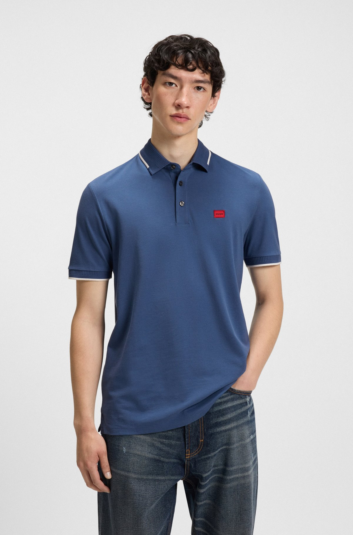 SLIM-FIT POLO SHIRT WITH RED LOGO LABEL - 2