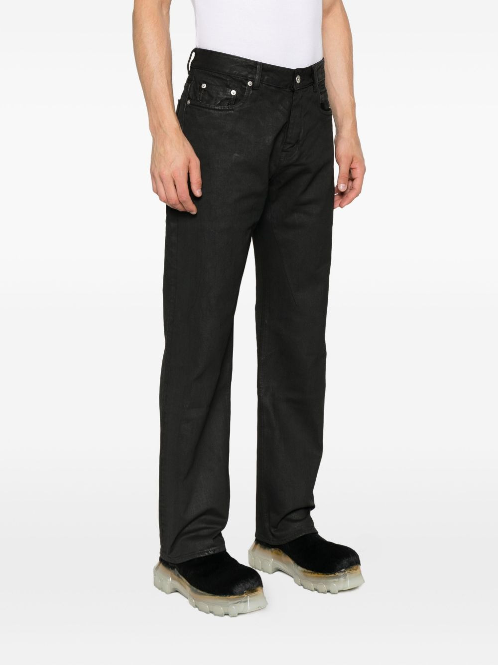 wax-coated jeans - 3