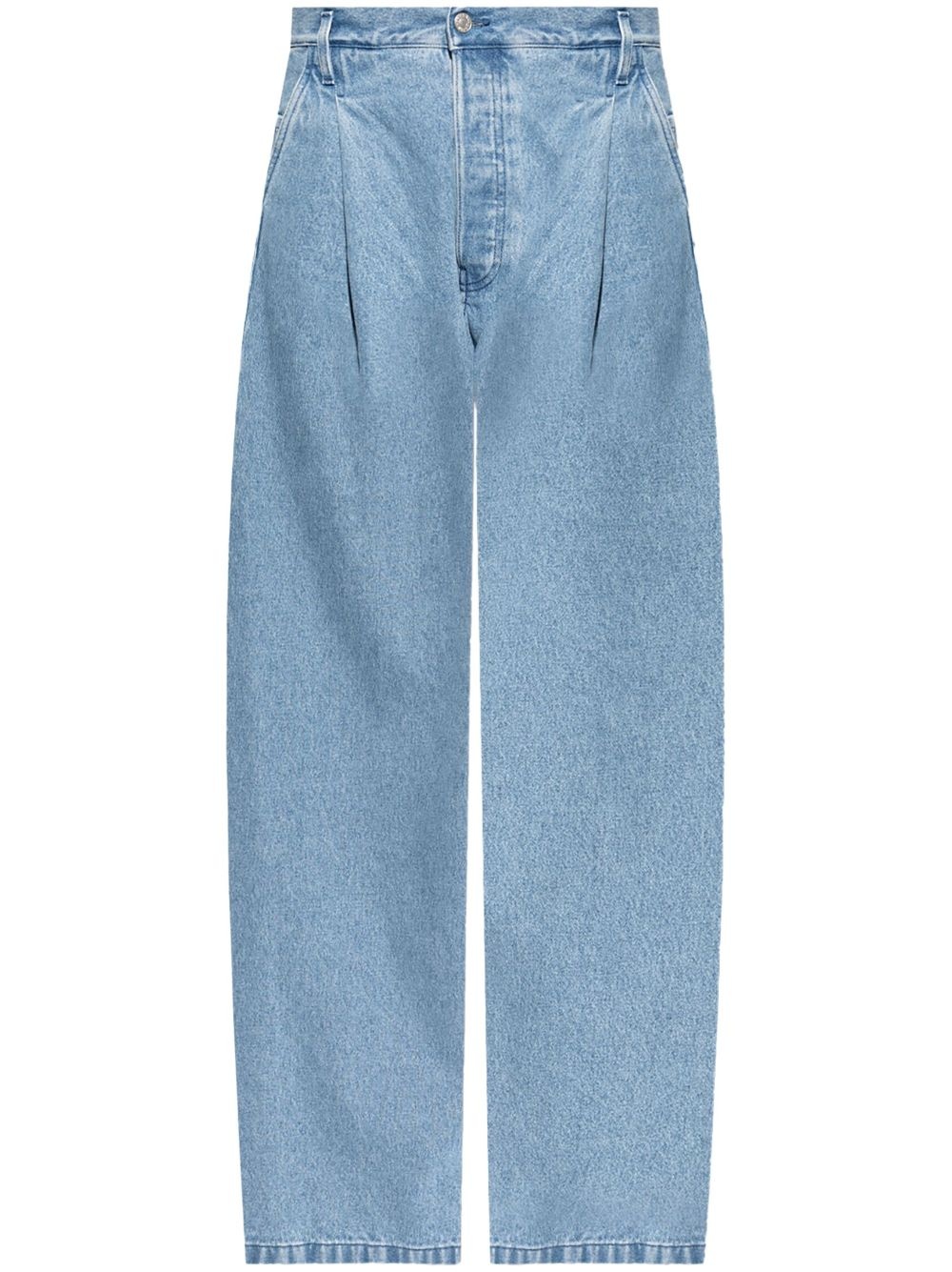 DRIES VAN NOTEN Men High Waisted Denim Pleated Pants - 5