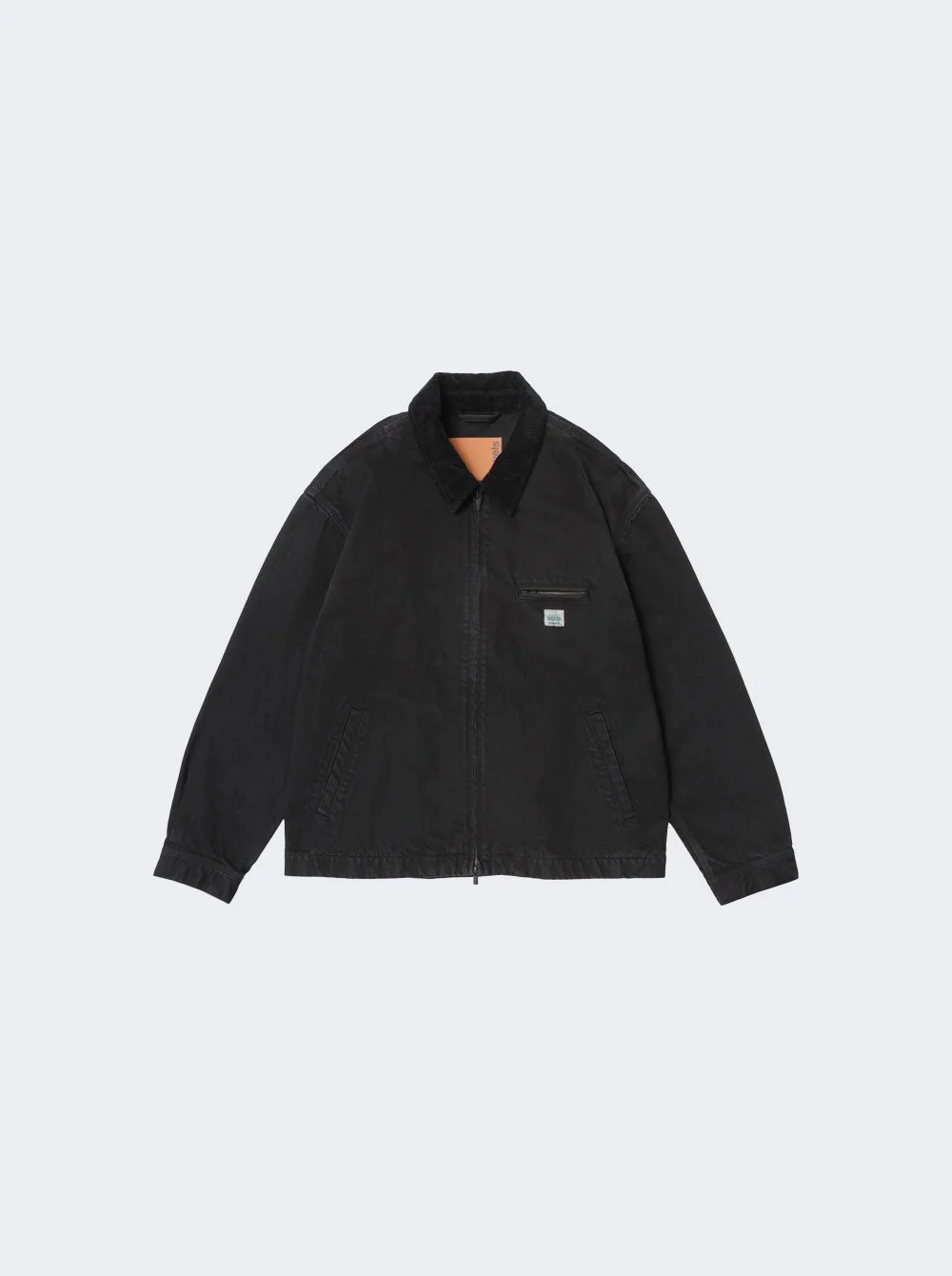 Corduroy Collared Zip-up Jacket Black - 1