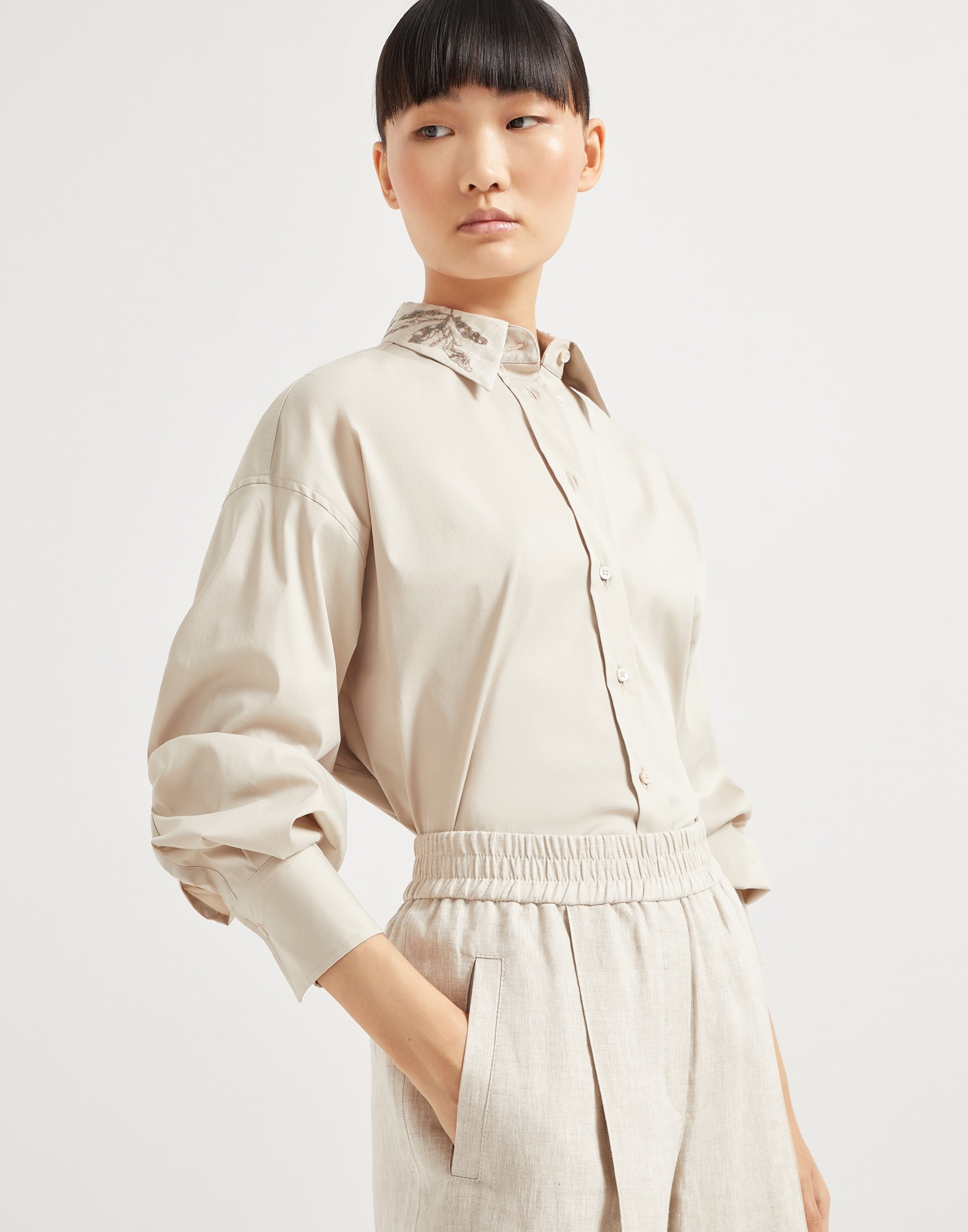 Linen loose track trousers - 3