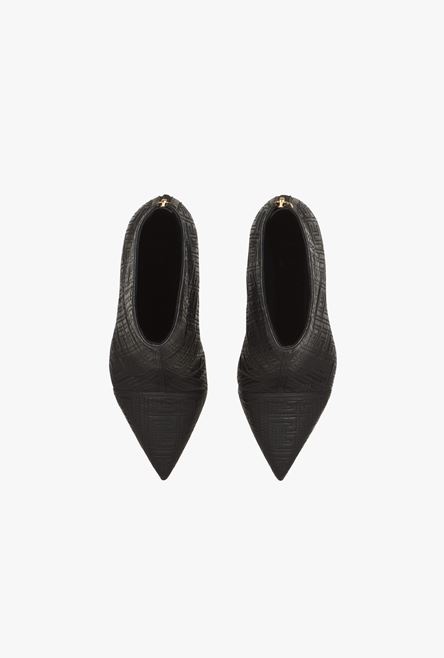 Black quilted leather Skye ankle boots with Balmain monogram - 4