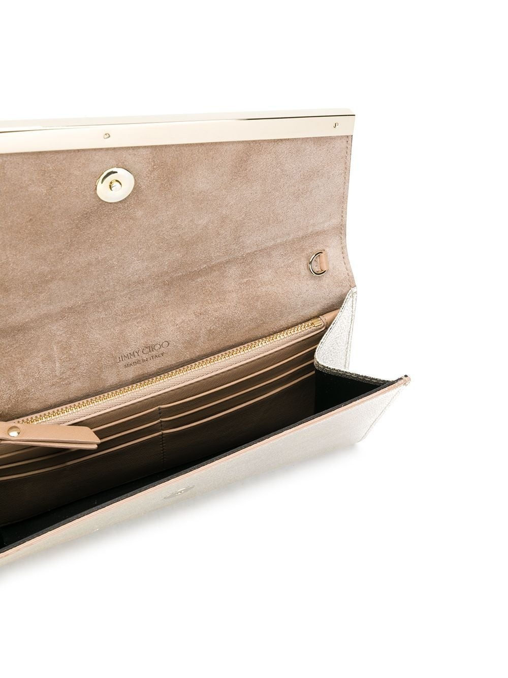 champagne Emmie leather clutch bag - 5