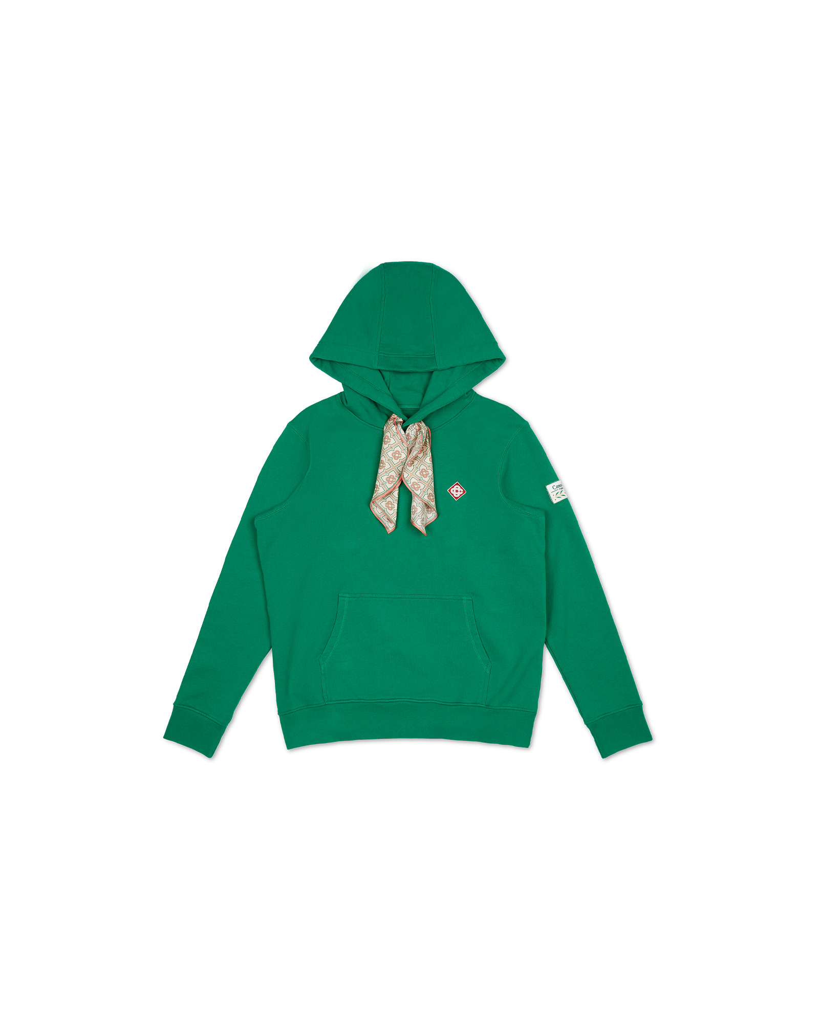 Green Silk Scarf Hooded Sweatshirt - 1
