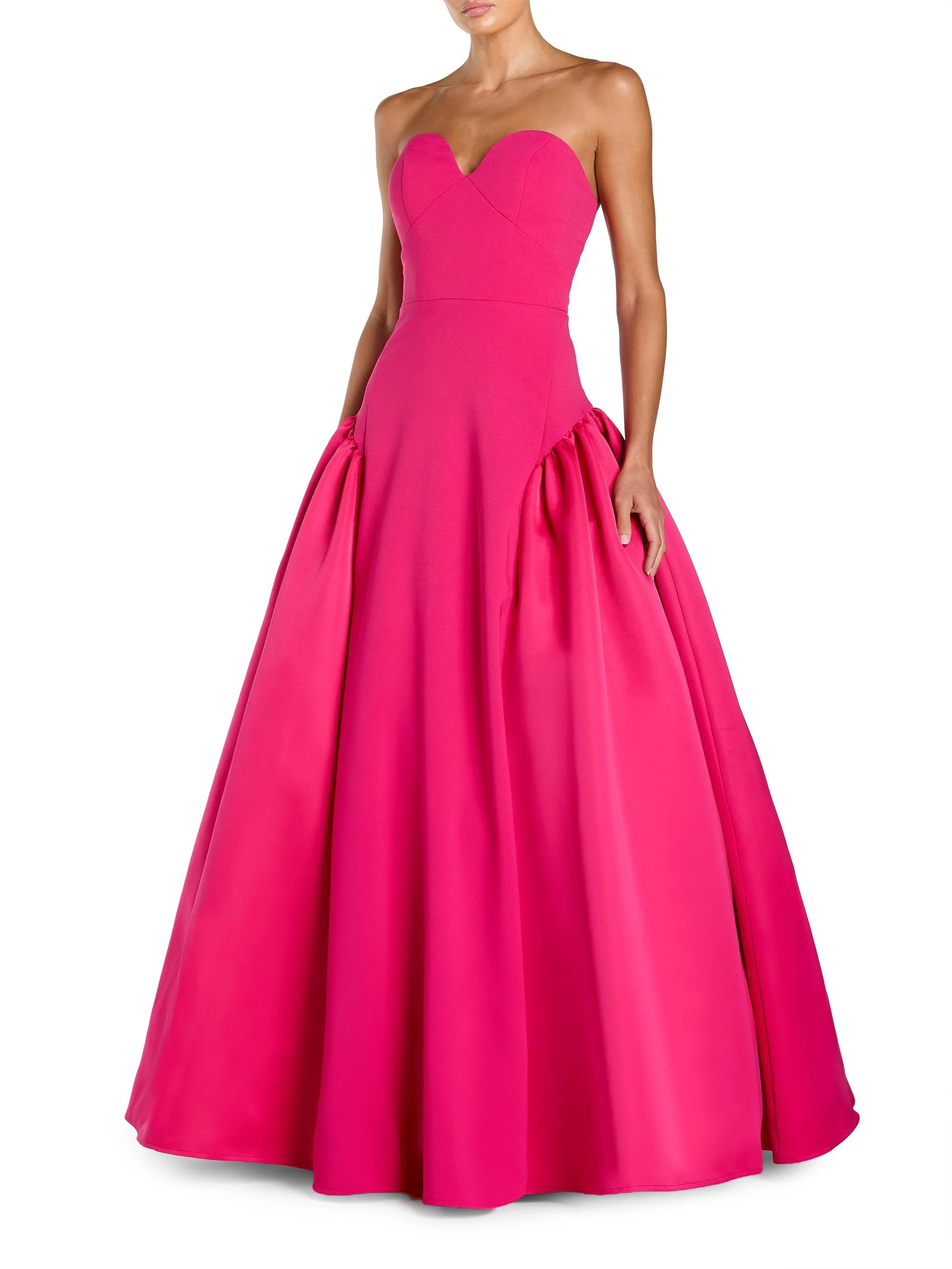 Women's Crepe-Satin Strapless Gown - Hot Pink - 1