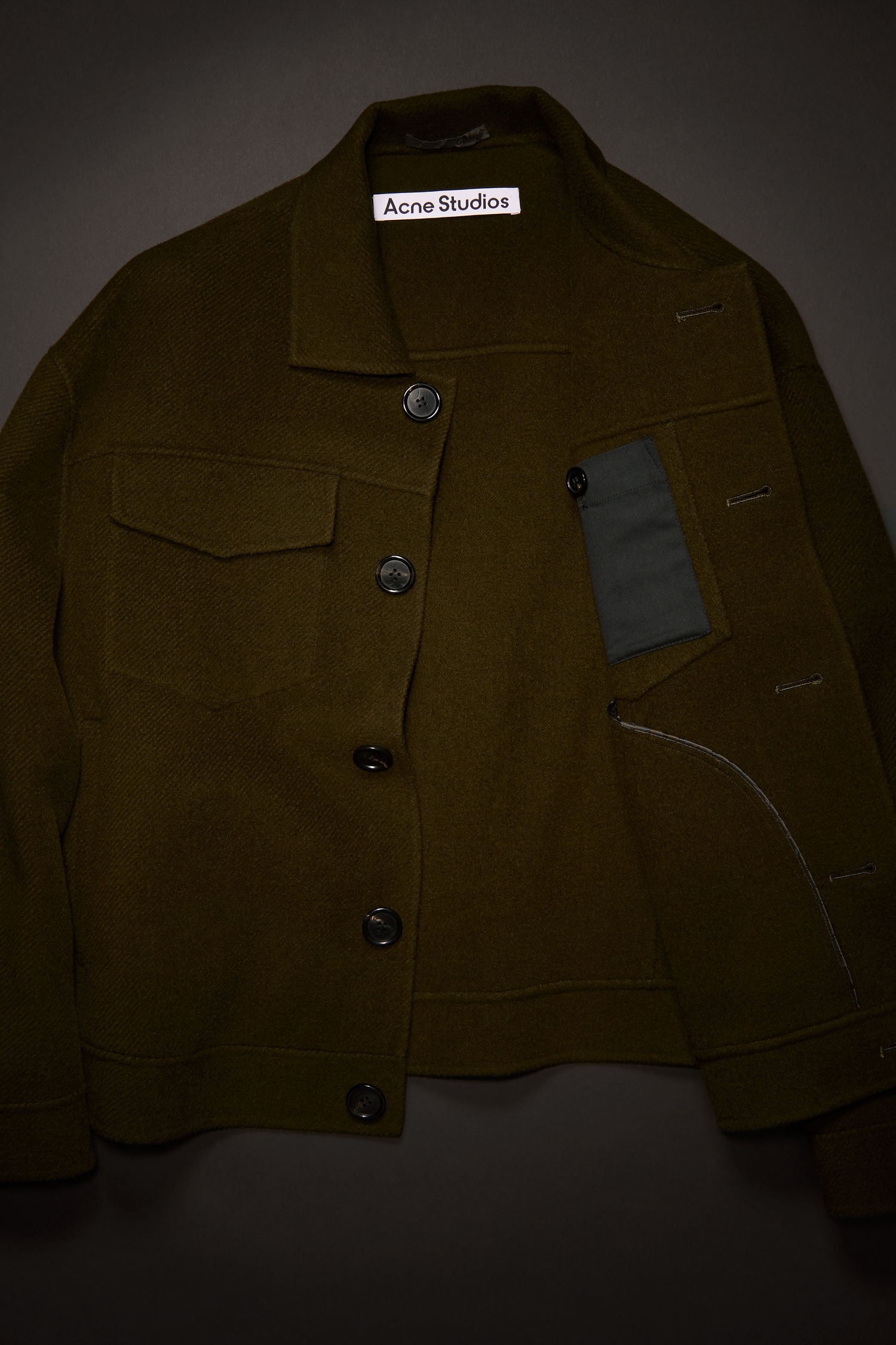 Wool twill jacket hunter green - 6