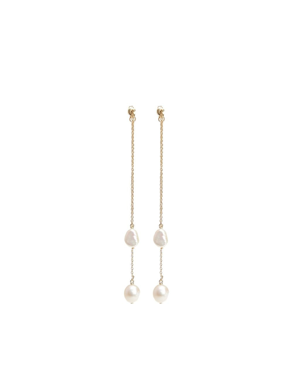 pearl-drop chain earrings - 1