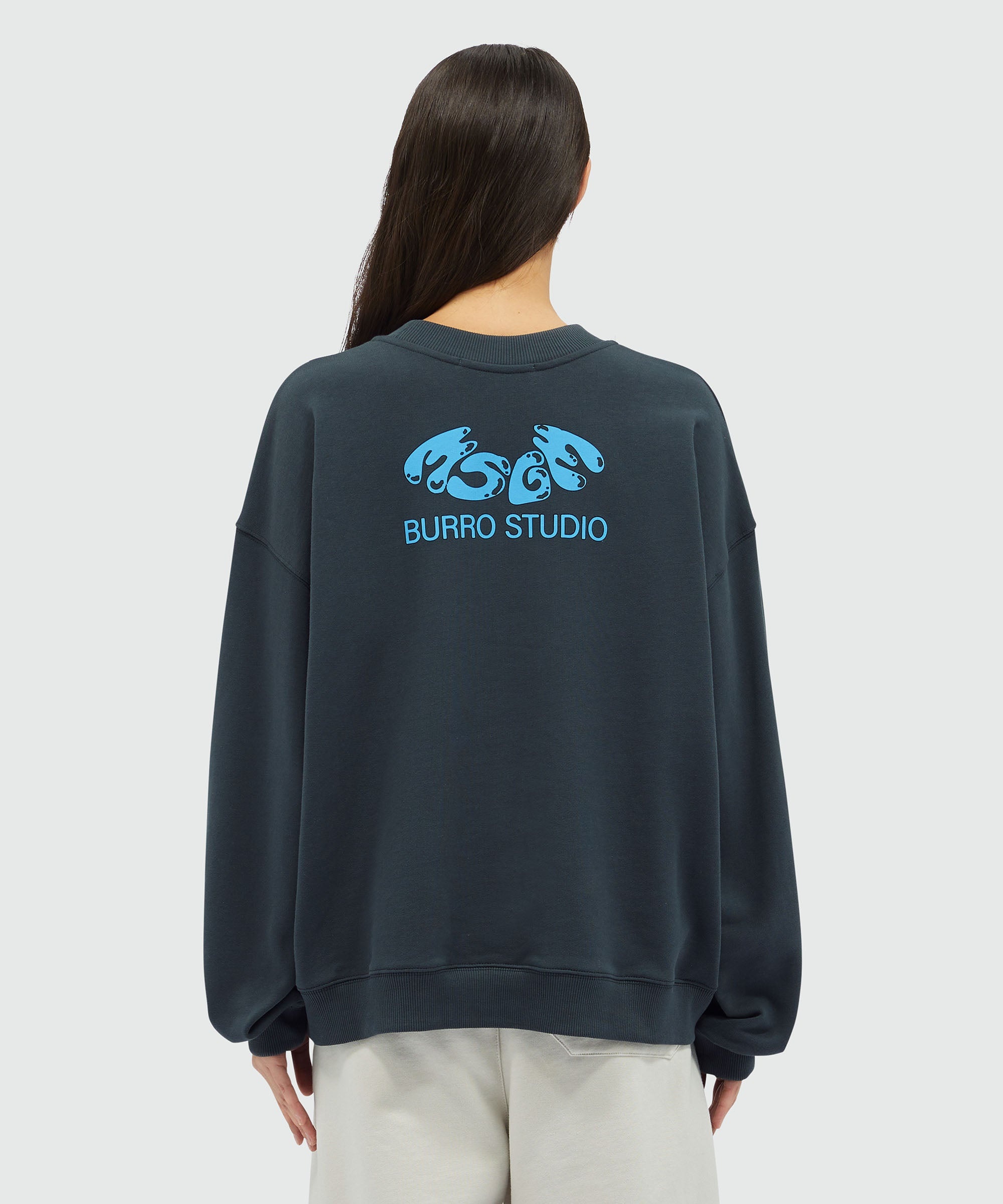 Organic cotton "Fantastic Green Burro Studio" navy blue sweatshirt - 7
