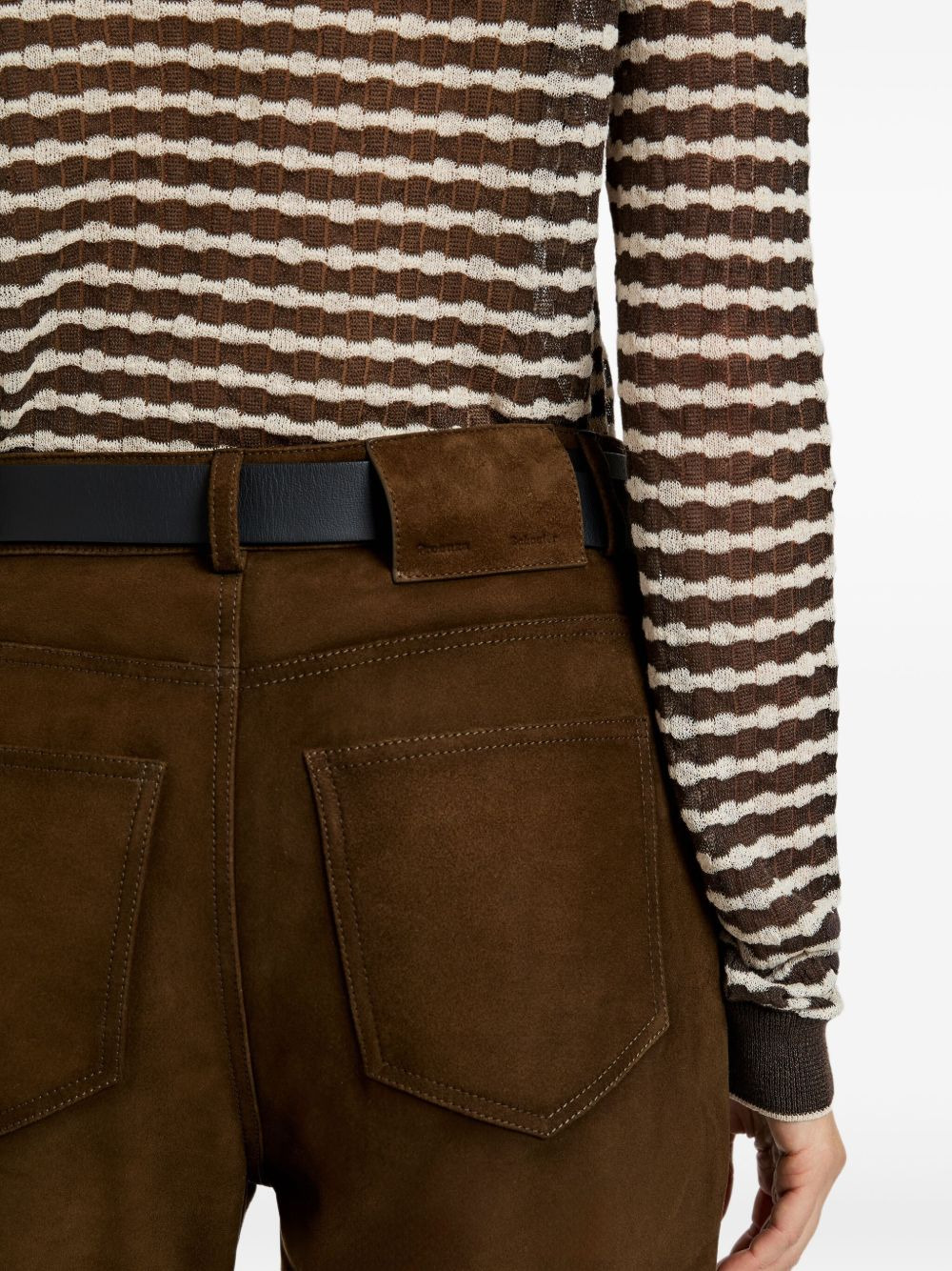 suede straight-leg trousers - 5