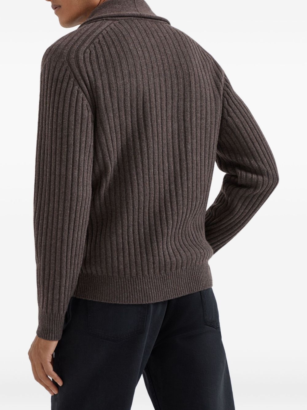ribbed button-up cardigan - 5