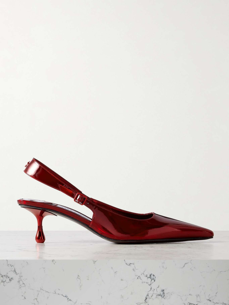 Amel 50 embellished mirrored-leather slingback pumps Red - 1