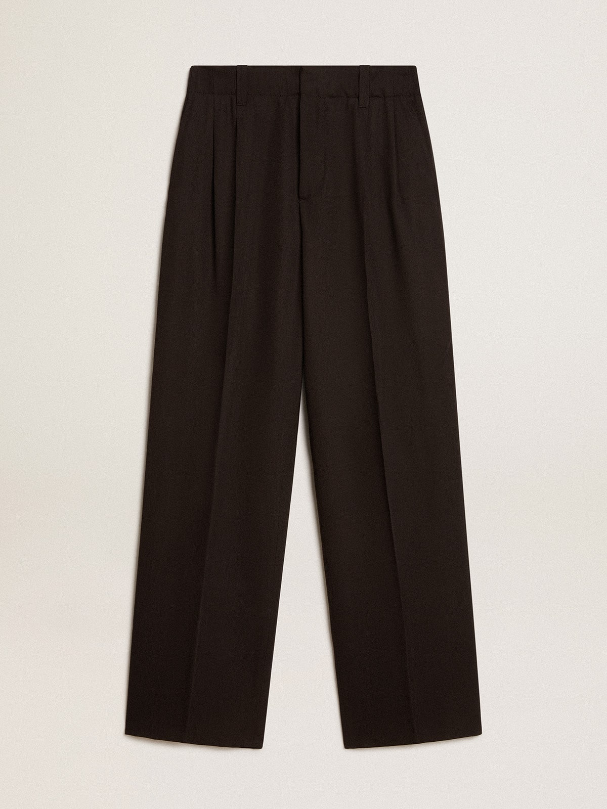 Black wool and viscose blend pants - 1