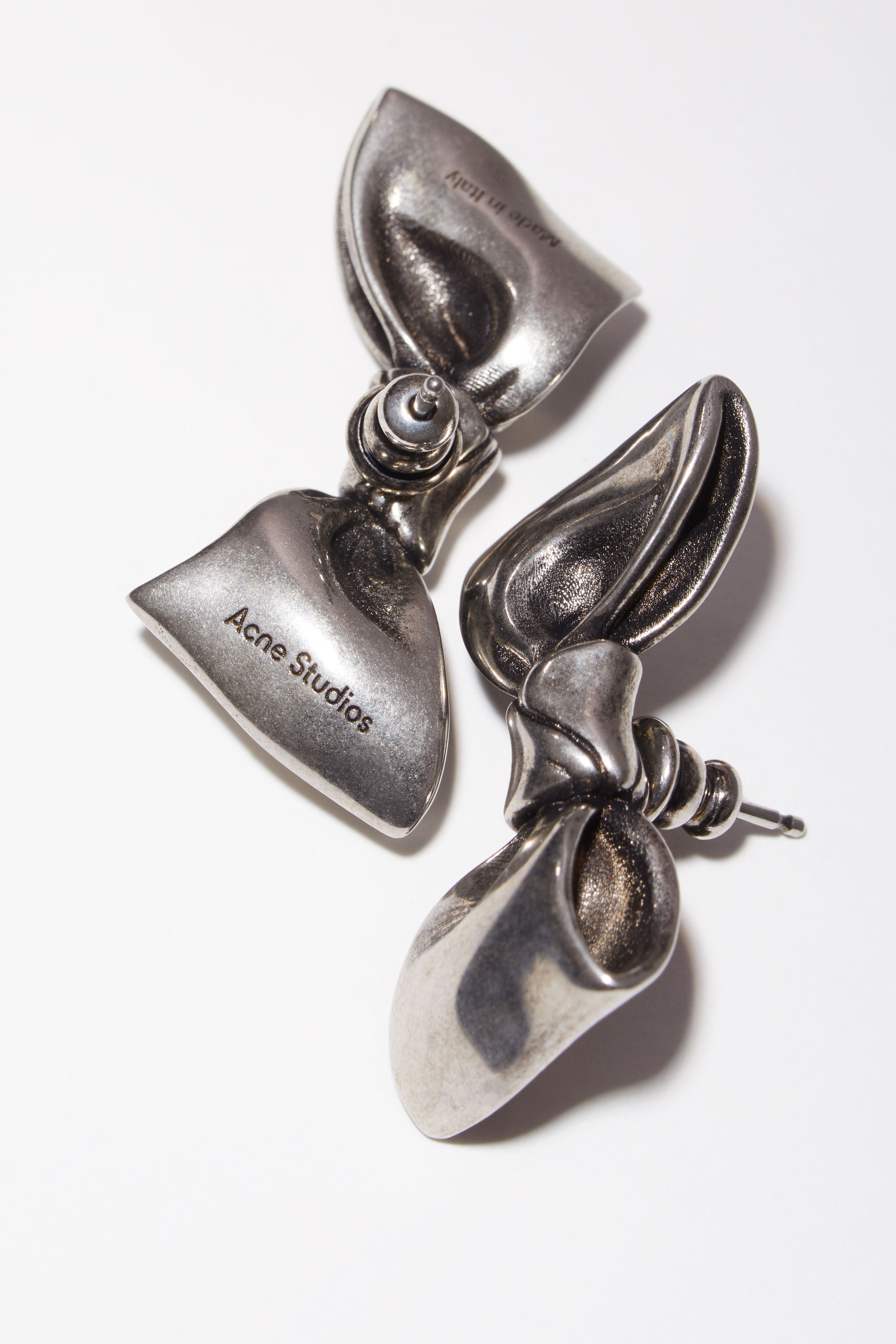 Bow earrings - Antique Silver - 4