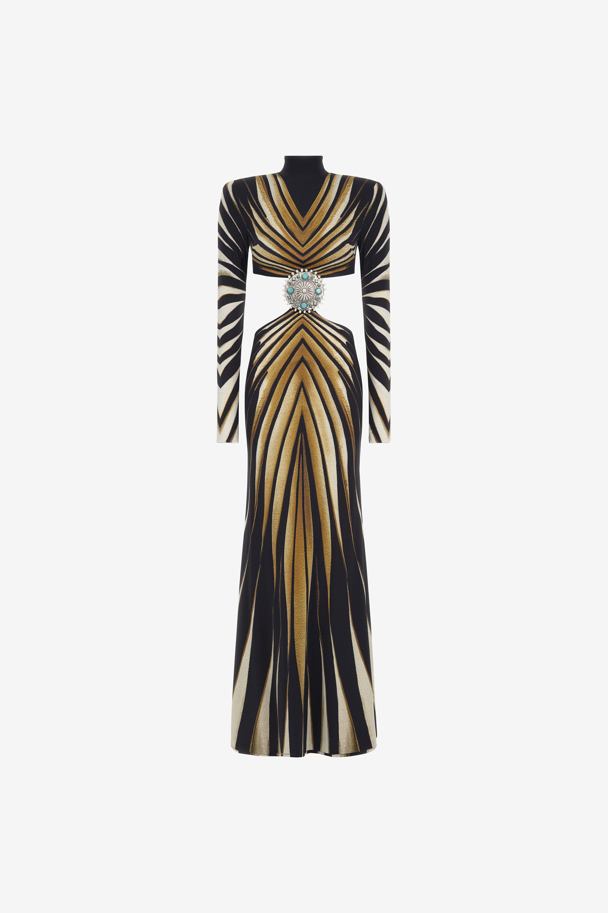 Cut-out knit dress with Ray of Gold print - 1