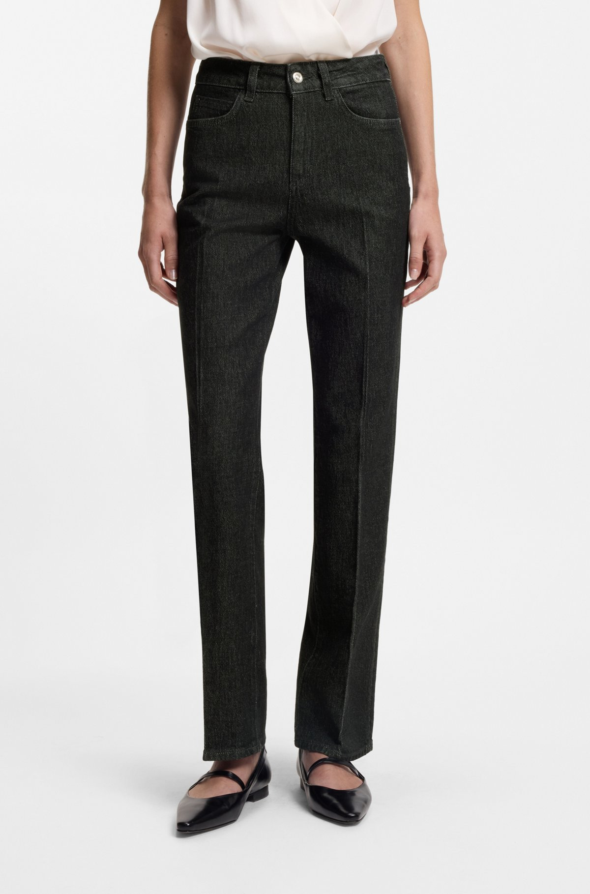SLIM-FIT JEANS IN MARBLE-STRUCTURED BLACK STRETCH DENIM - 2