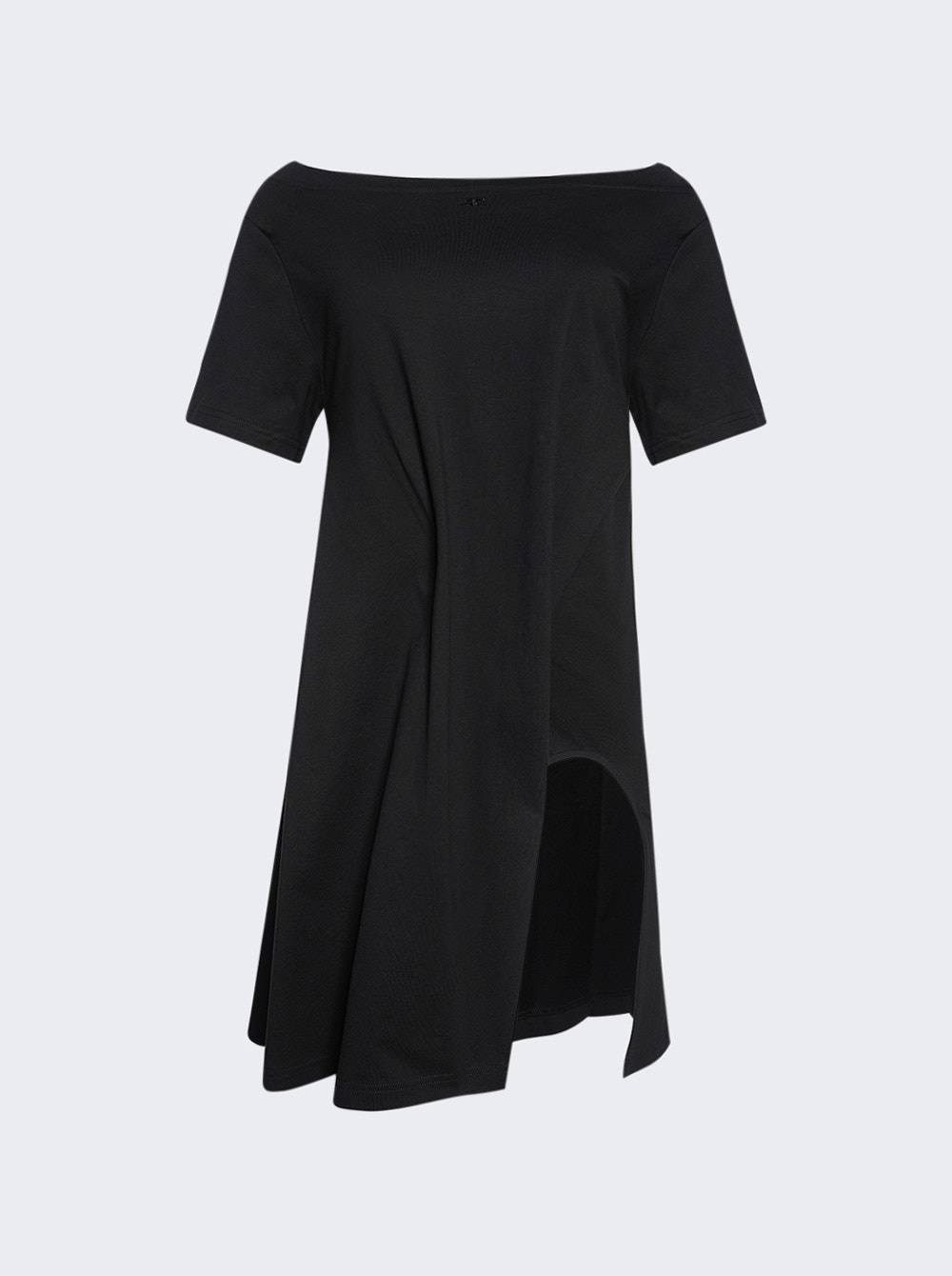 Boat Neck Mini Dress Black - 1