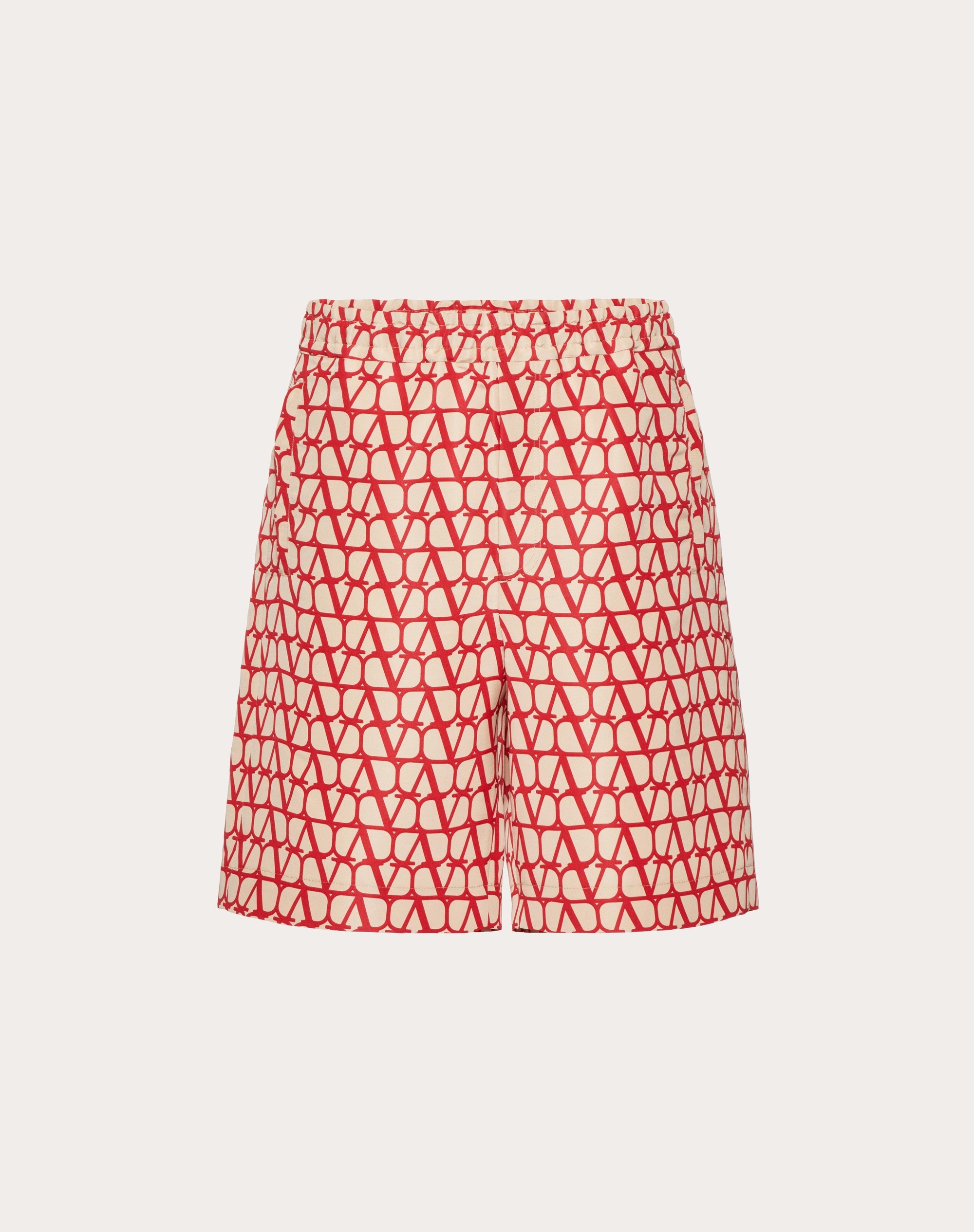 ALL-OVER TOILE ICONOGRAPHE PRINT SILK FAILLE BERMUDA SHORTS - 1