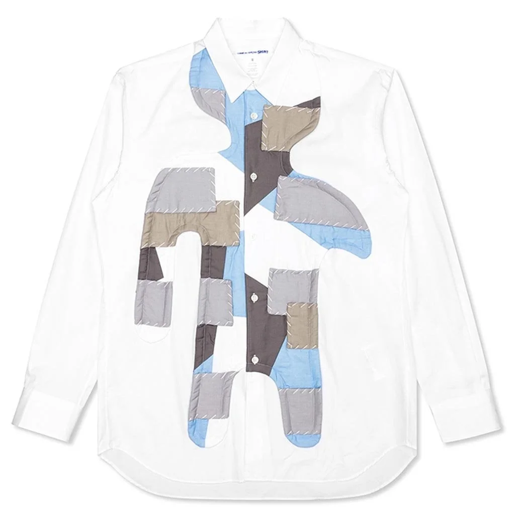 COMME DES GARCONS SHIRT MENS WOVEN - WHITE/DARK GREY - 1