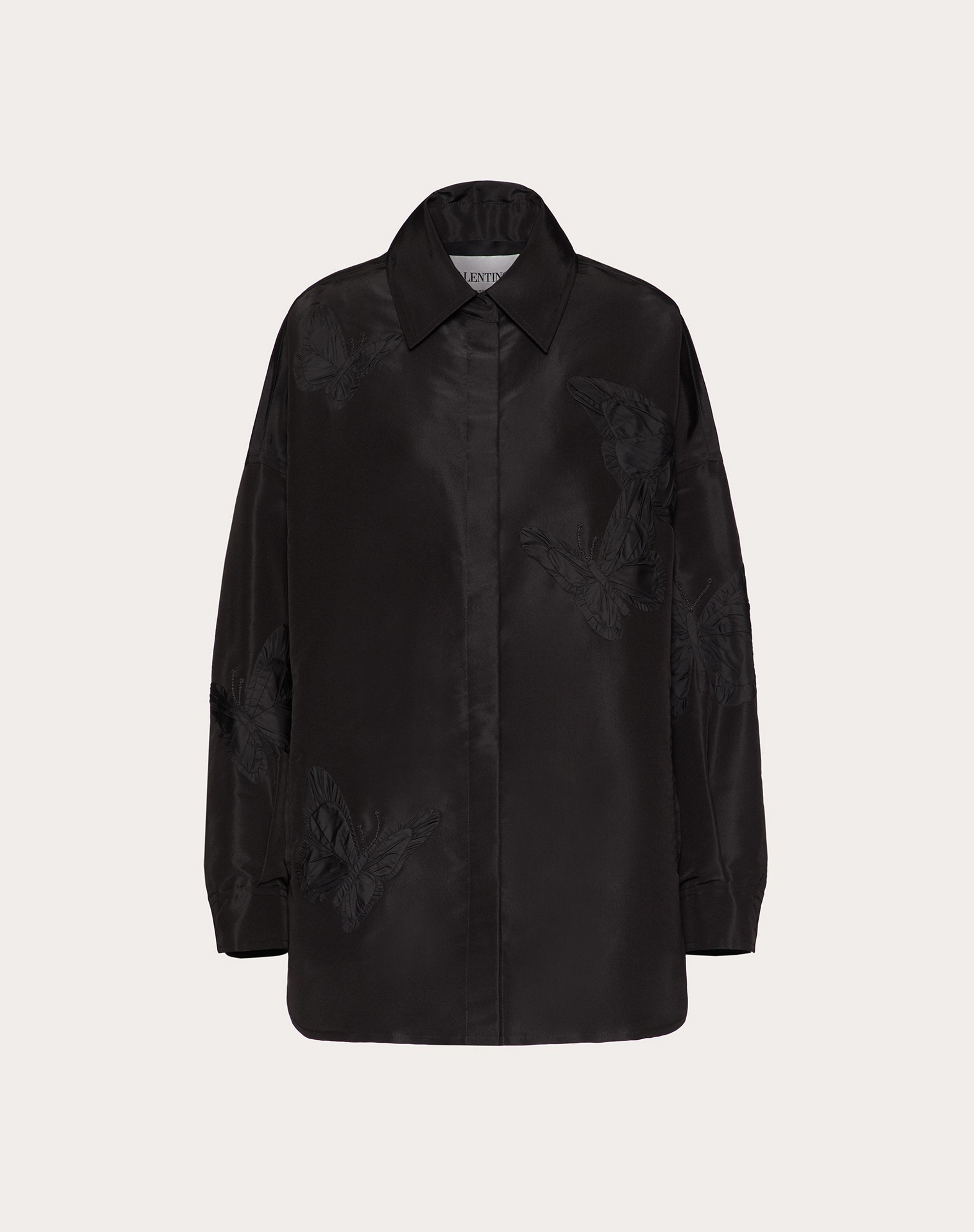 EMBROIDERED MICRO-FAILLE OVERSHIRT - 1