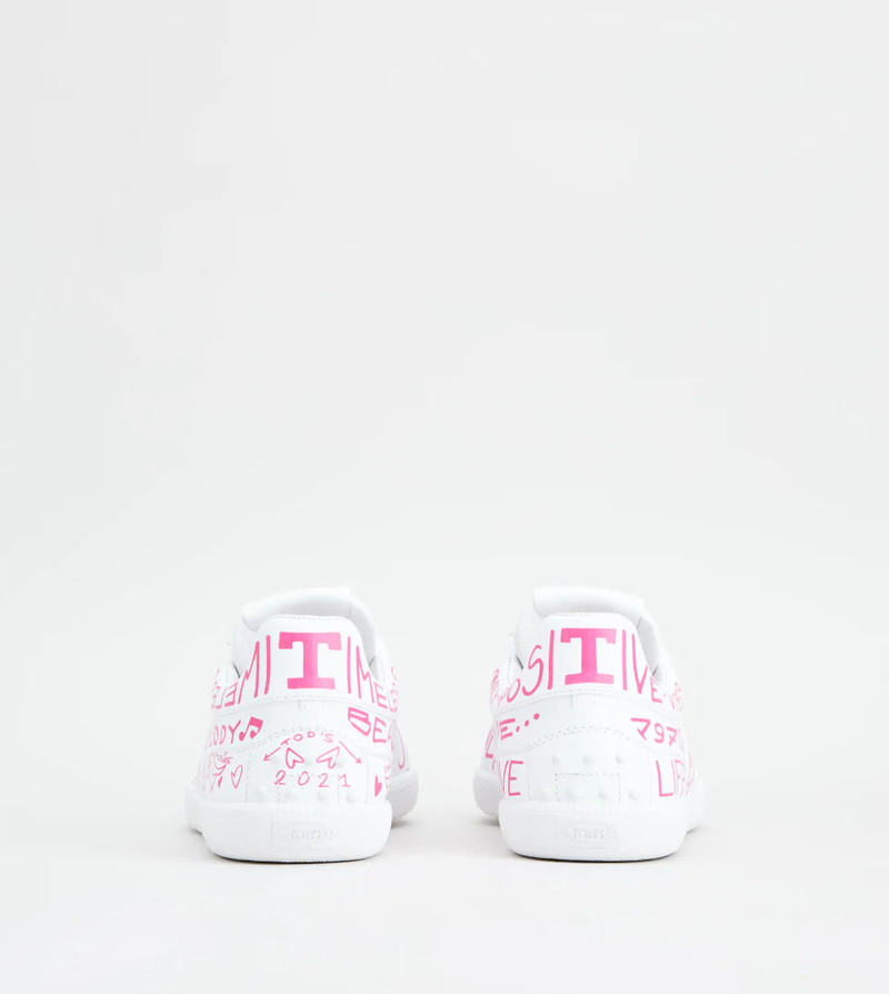 Tod's TOD'S TABS SNEAKERS IN LEATHER - WHITE, PINK outlook