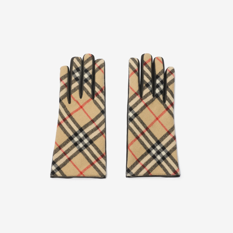 Check Wool Cashmere Gloves 1