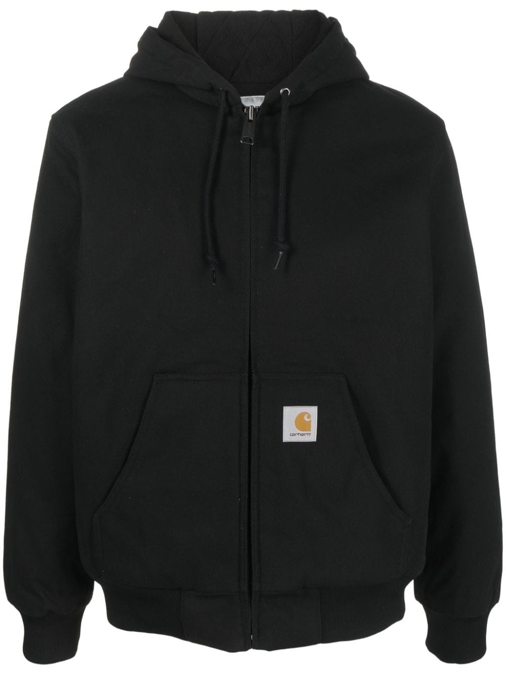 logo-patch cotton hooded jacket - 1
