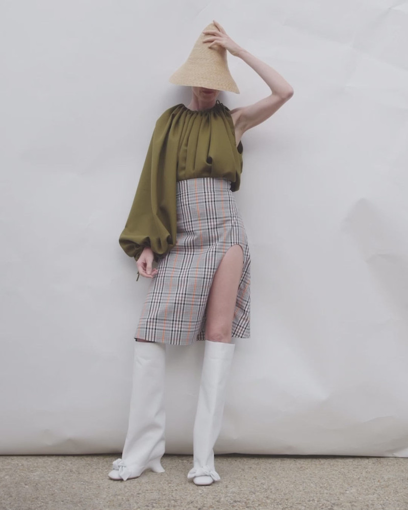 ONE-SLEEVE VOLUMINOUS TOP KHAKI GREEN 3