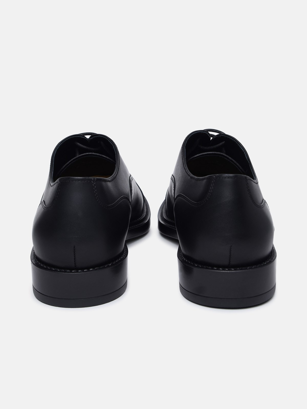 BLACK SMOOTH LEATHER LACE-UP SHOES - 4