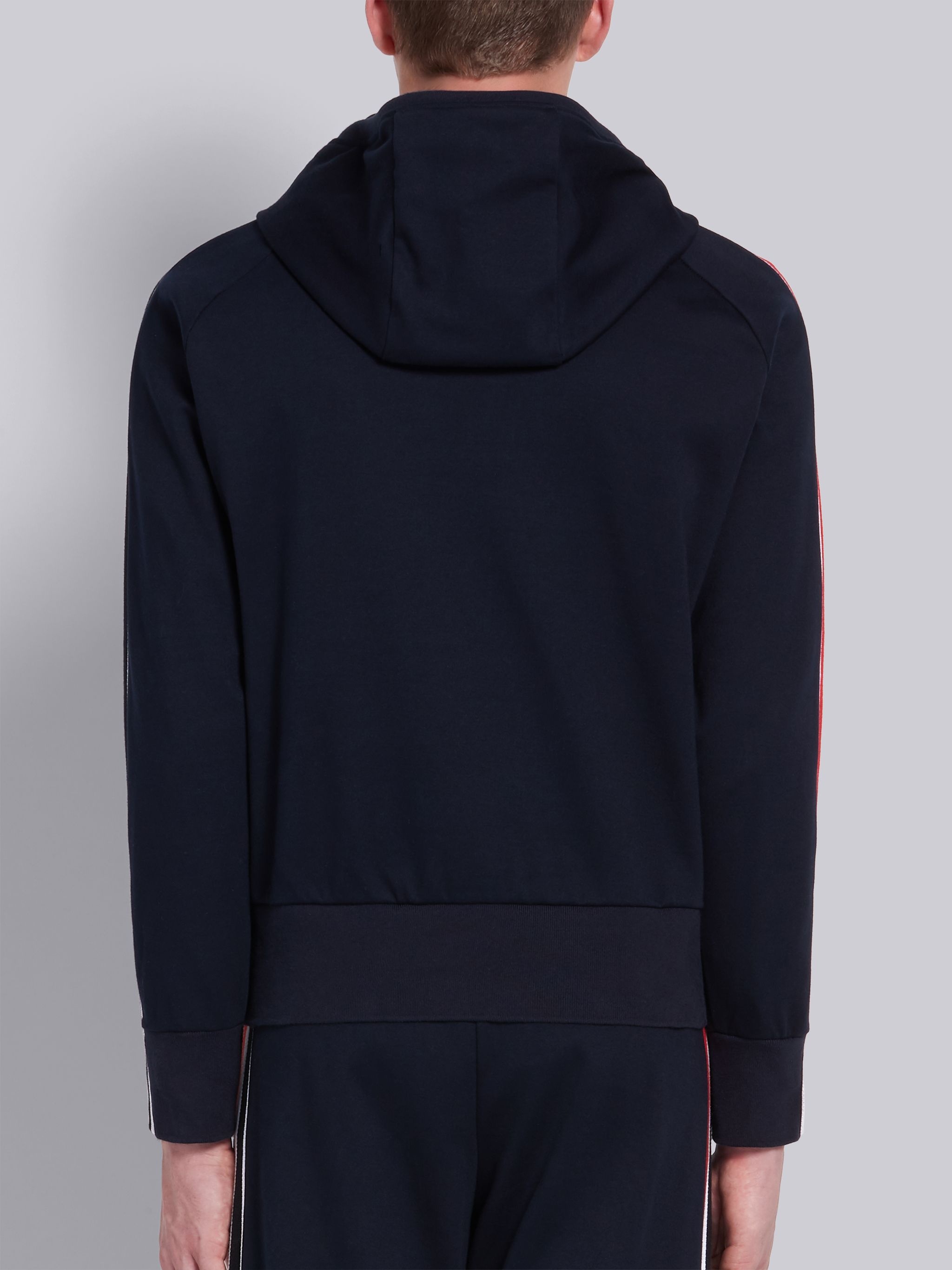 Navy Cotton Interlocking RWB Stripe Hoodie - 3