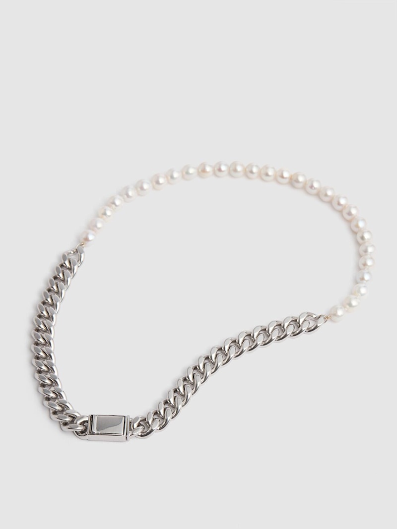Chain necklace w/ faux pearls - 3