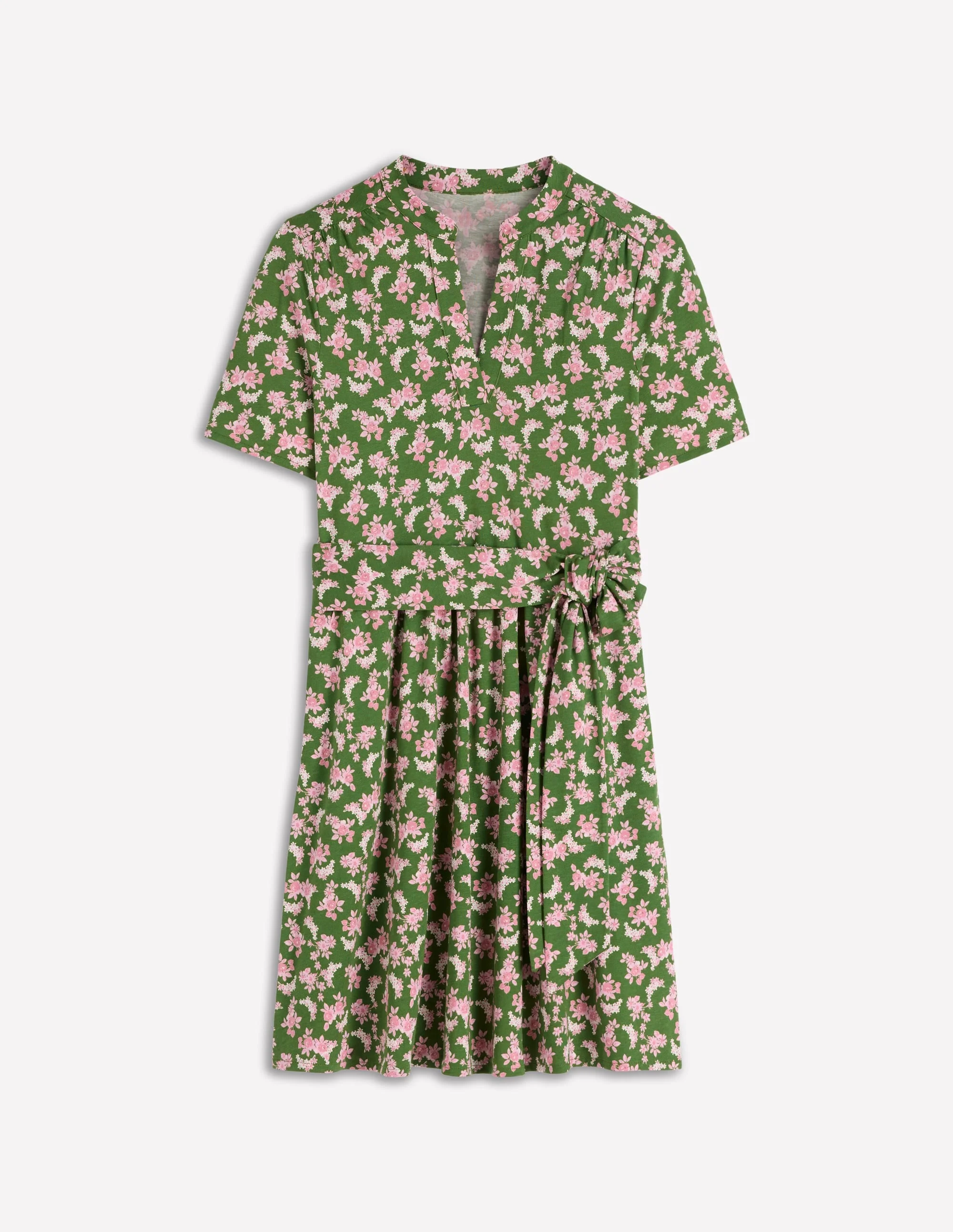 Daisy Flippy Jersey Dress-Promenade Green, Dainty Blooms - 1