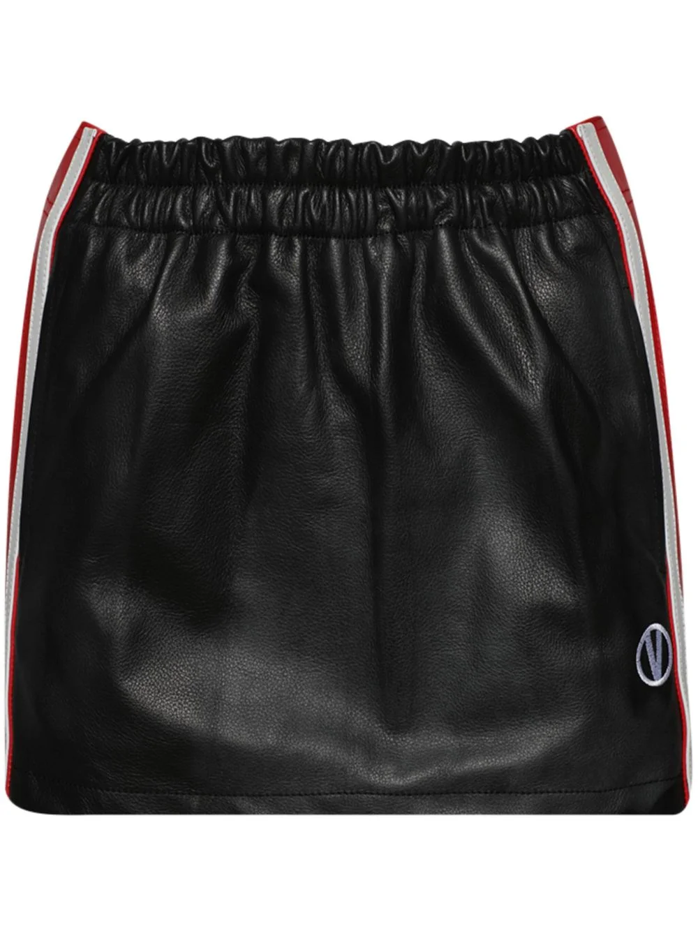 logo-embroidered leather mini skirt - 1